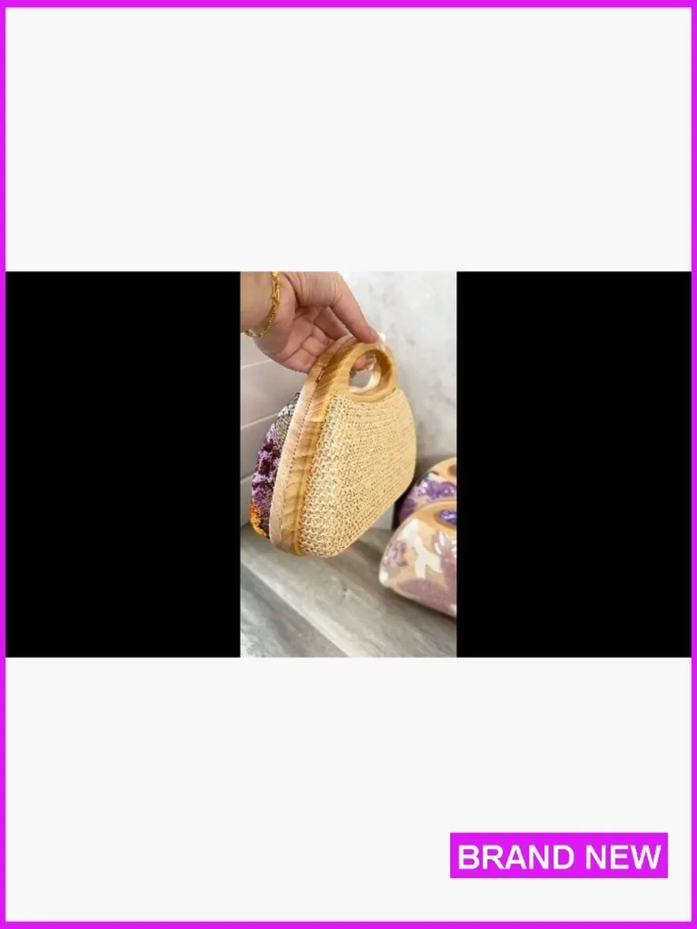 Straw Clutch Handbag Crossbody Evening Bag Woven Sequins Wedding Party Top